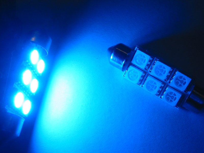 2pz LAMPADINE 6 LED SMD5050 SILURO 39mm BLU KB