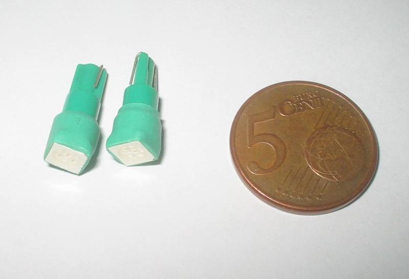 2pz LUCI CRUSCOTTO T5 LED SMD5050 VERDE ALTA POTENZA JG
