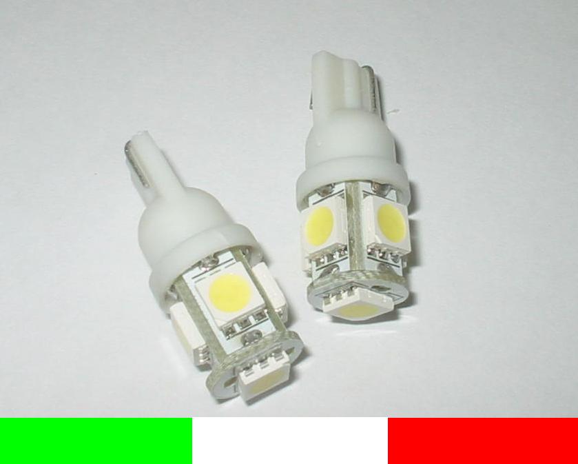 20pz LAMPADINE 5 LED SMD 5050 BIANCO 6000K W5W T10 B
