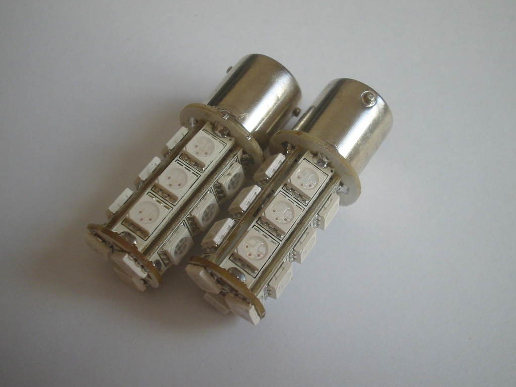2 LAMPADINE 18 LED SMD BA15S 1156 P21W AMBRA PA